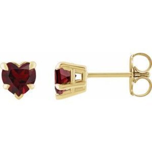 Kazi Luxury 14K Yellow Gold Natural Mozambique Garnet Stud Earrings